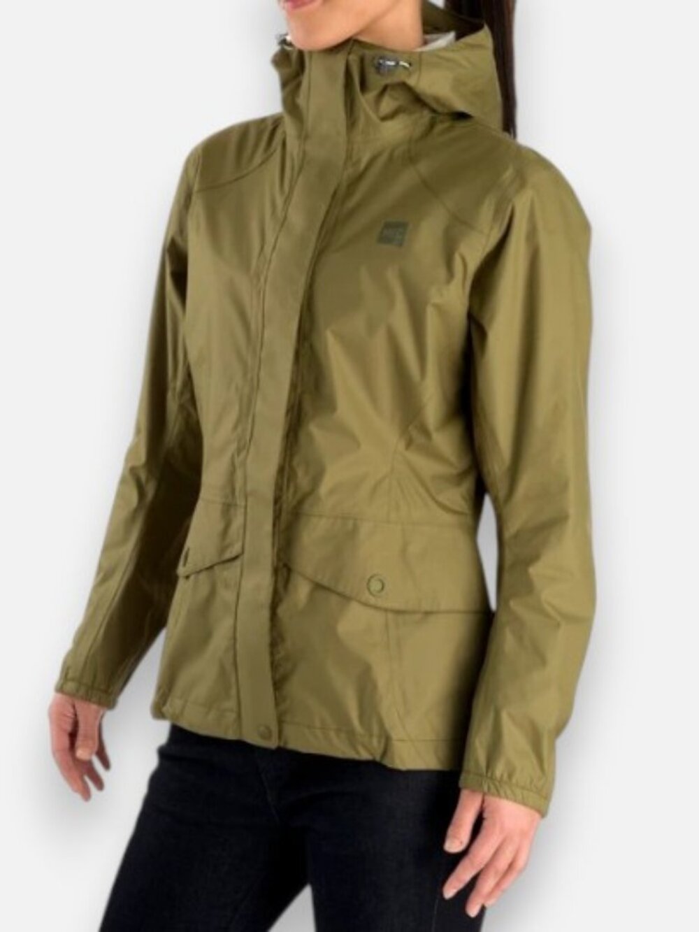 MEC Aquanator hooded rain jacket olive green women's size M